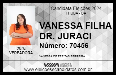 Candidato VANESSA FILHA DR. JURACI 2024 - ITIÚBA - Eleições