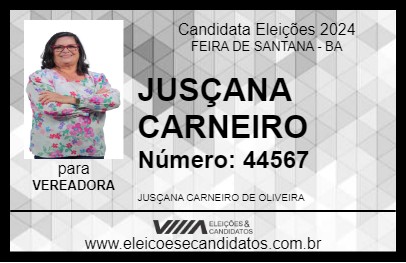 Candidato JUSÇANA CARNEIRO 2024 - FEIRA DE SANTANA - Eleições