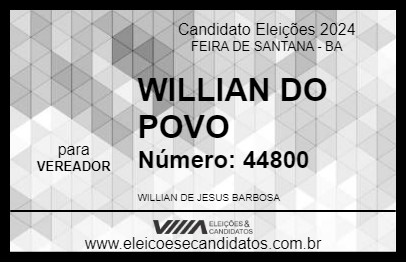 Candidato WILLIAN DO POVO 2024 - FEIRA DE SANTANA - Eleições