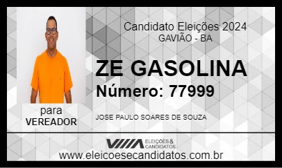 Candidato ZE GASOLINA 2024 - GAVIÃO - Eleições