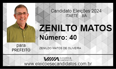 Candidato ZENILDO MATOS 2024 - ITAETÉ - Eleições