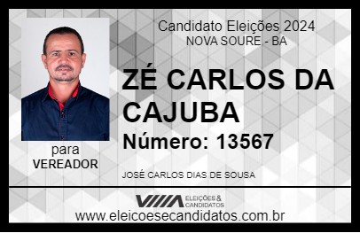 Candidato ZÉ CARLOS DA CAJUBA 2024 - NOVA SOURE - Eleições