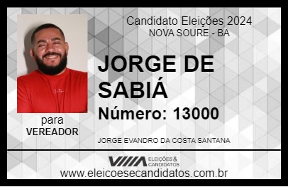 Candidato JORGE DE SABIÁ 2024 - NOVA SOURE - Eleições