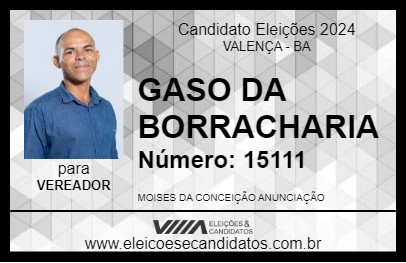 Candidato GASO DA BORRACHARIA 2024 - VALENÇA - Eleições