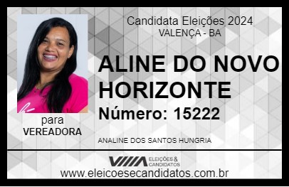 Candidato ALINE DO NOVO HORIZONTE 2024 - VALENÇA - Eleições