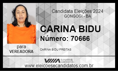 Candidato CARINA BIDU 2024 - GONGOGI - Eleições