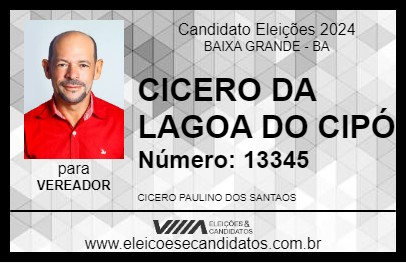 Candidato CICERO DA LAGOA DO CIPÓ 2024 - BAIXA GRANDE - Eleições