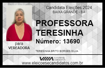 Candidato PROFESSORA TERESINHA 2024 - BAIXA GRANDE - Eleições