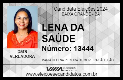 Candidato LENA DA SAÚDE 2024 - BAIXA GRANDE - Eleições