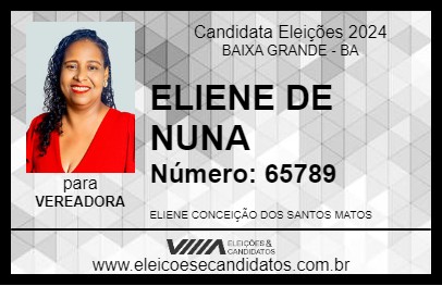 Candidato ELIENE DE NUNA 2024 - BAIXA GRANDE - Eleições