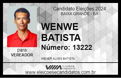 Candidato WENER BATISTA 2024 - BAIXA GRANDE - Eleições