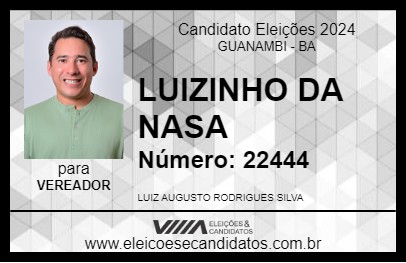 Candidato LUIZINHO DA NASA 2024 - GUANAMBI - Eleições