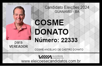 Candidato COSME DONATO 2024 - GUANAMBI - Eleições