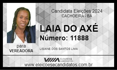 Candidato LAIA DO AXÉ 2024 - CACHOEIRA - Eleições