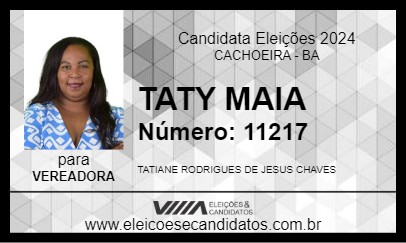 Candidato TATY MAIA 2024 - CACHOEIRA - Eleições