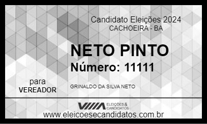 Candidato NETO PINTO 2024 - CACHOEIRA - Eleições