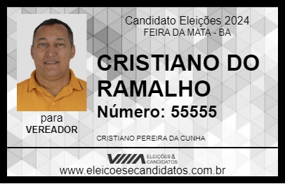 Candidato CRISTIANO DO RAMALHO 2024 - FEIRA DA MATA - Eleições