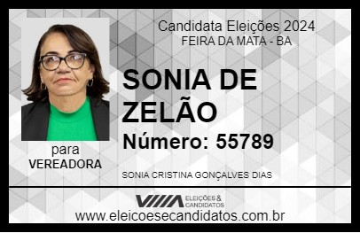 Candidato SONIA DE ZELÃO 2024 - FEIRA DA MATA - Eleições