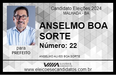 Candidato ANSELMO BOA SORTE 2024 - MALHADA - Eleições