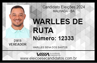 Candidato WARLLES DE RUTA 2024 - MALHADA - Eleições