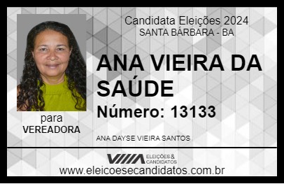 Candidato ANA VIEIRA DA SAÚDE 2024 - SANTA BÁRBARA - Eleições