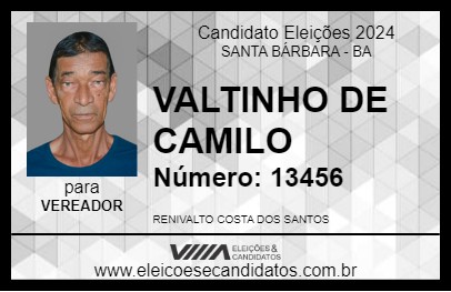 Candidato VALTINHO DE CAMILO 2024 - SANTA BÁRBARA - Eleições