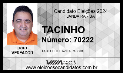 Candidato TACINHO 2024 - JANDAÍRA - Eleições