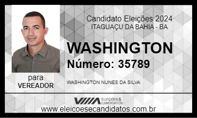 Candidato WASHINGTON 2024 - ITAGUAÇU DA BAHIA - Eleições