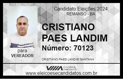 Candidato CRISTIANO PAES LANDIM 2024 - REMANSO - Eleições