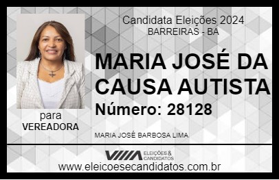 Candidato MARIA JOSÉ DA CAUSA AUTISTA 2024 - BARREIRAS - Eleições