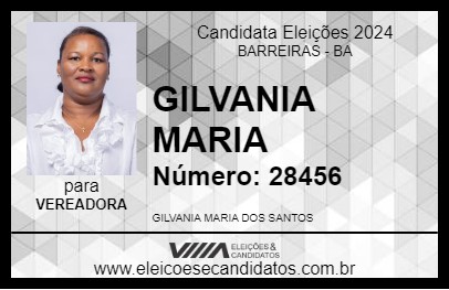 Candidato GILVANIA MARIA 2024 - BARREIRAS - Eleições