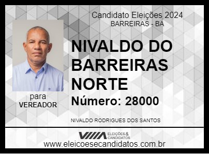 Candidato NIVALDO DO BARREIRAS NORTE 2024 - BARREIRAS - Eleições