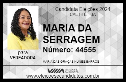 Candidato MARIA DA SERRAGEM 2024 - CAETITÉ - Eleições