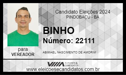 Candidato BINHO 2024 - PINDOBAÇU - Eleições