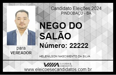 Candidato NEGO DO SALÃO 2024 - PINDOBAÇU - Eleições