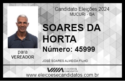 Candidato SOARES DA HORTA 2024 - MUCURI - Eleições