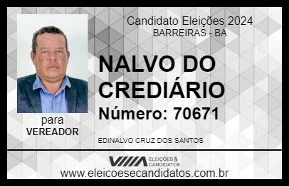 Candidato NALVO DO CREDIÁRIO 2024 - BARREIRAS - Eleições