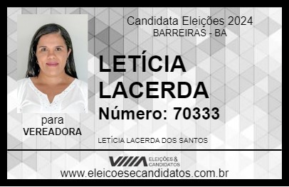 Candidato LETÍCIA LACERDA 2024 - BARREIRAS - Eleições