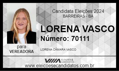 Candidato LORENA VASCO 2024 - BARREIRAS - Eleições