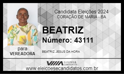 Candidato BEATRIZ 2024 - CORAÇÃO DE MARIA - Eleições