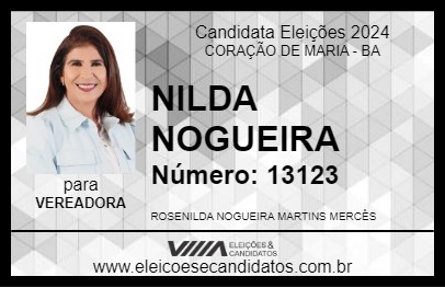 Candidato NILDA NOGUEIRA 2024 - CORAÇÃO DE MARIA - Eleições