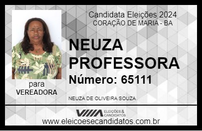 Candidato NEUZA PROFESSORA 2024 - CORAÇÃO DE MARIA - Eleições