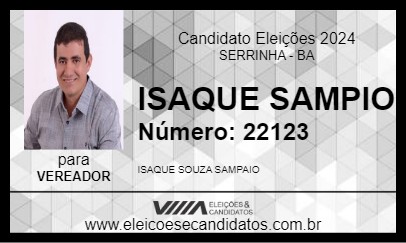 Candidato ISAQUE SAMPIO 2024 - SERRINHA - Eleições