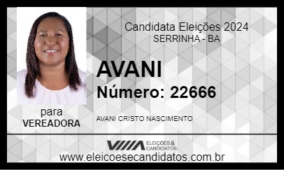 Candidato AVANI 2024 - SERRINHA - Eleições