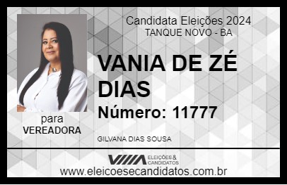 Candidato VANIA DE ZÉ DIAS 2024 - TANQUE NOVO - Eleições