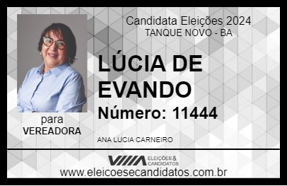 Candidato LÚCIA DE EVANDO 2024 - TANQUE NOVO - Eleições