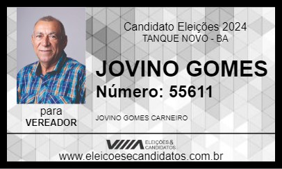 Candidato JOVINO GOMES 2024 - TANQUE NOVO - Eleições