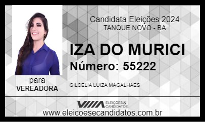 Candidato IZA DO MURICI 2024 - TANQUE NOVO - Eleições