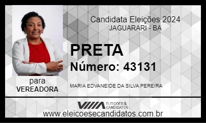 Candidato PRETA 2024 - JAGUARARI - Eleições