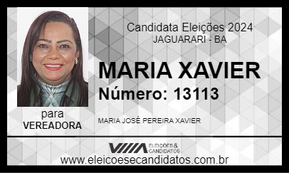 Candidato MARIA XAVIER 2024 - JAGUARARI - Eleições